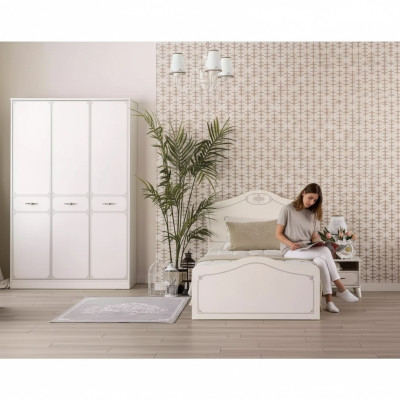 Cama juvenil completa cama funcional conjunto extensible de 3 piezas madera blanco