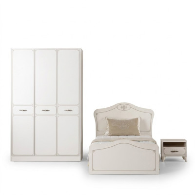 Cama juvenil completa cama funcional conjunto extensible de 3 piezas madera blanco