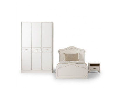 Cama juvenil completa cama funcional conjunto extensible de 3 piezas madera blanco