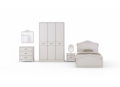 Conjunto de cama juvenil funcional extensible de madera blanca de 5 piezas