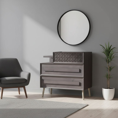 Cómoda armario Madera Cómodas Dormitorio Aparador Diseño Gris Lujo