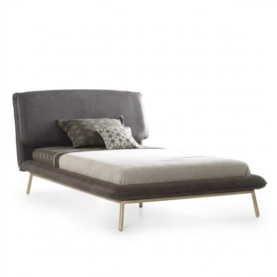 Cama tapizada Marco de cama Cama Estructura de cama Tela Gris Cama juvenil Estructuras de cama