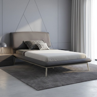 Estructura de cama de cama 100 cm, marco de cama, cama tapizada, tela gris, cama juvenil
