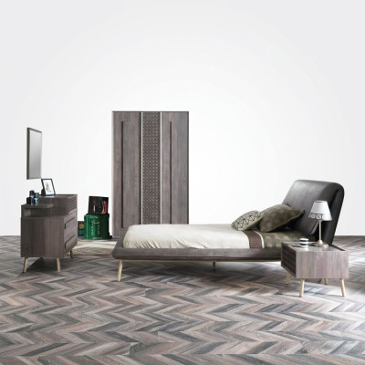 Cama completa para jóvenes muebles infantiles dormitorio de niños Cama madera gris Set 5 piezas