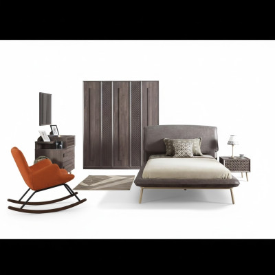 Muebles infantiles Conjunto de habitación infantil Cama juvenil Cama Madera Gris Set de 5 piezas