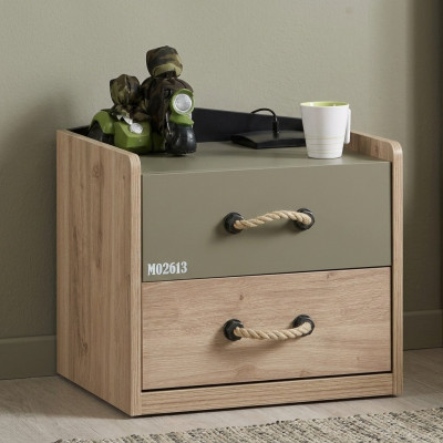 Mesita de noche consola para dormitorio de madera mesita de noche para niños verde.