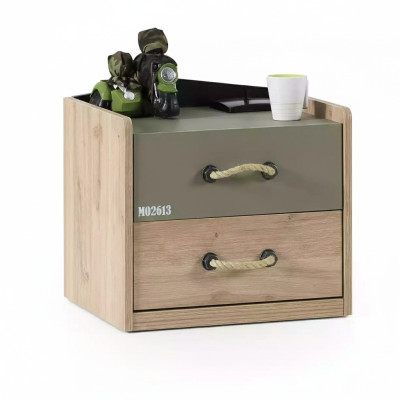 Mesita de noche consola para dormitorio de madera mesita de noche para niños verde.
