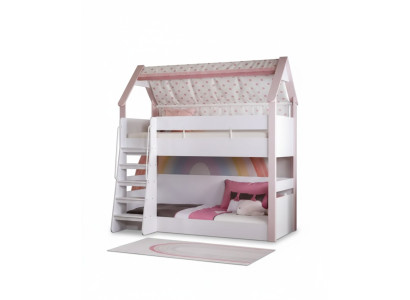 Litera de nivel dormitorio infantil cama cama marco de cama de madera rosa litera.