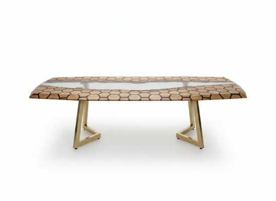 Mesa XXL para comedor, mesa de comedor, resina epoxi, mesa de cocina grande, madera, marrón.