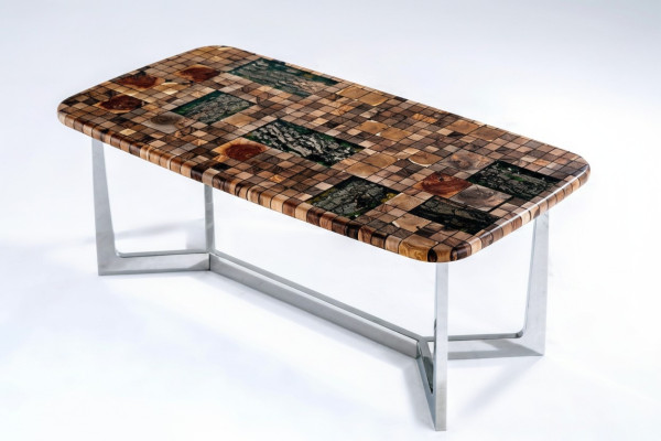 Mesa de cocina Mesa de comedor Resina epoxi Mesa de comedor Mesa de madera de 140 cm Marrón