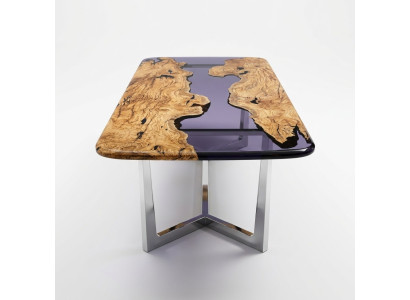 Mesa de comedor de resina de epoxi Mesa de cocina Mesa de comedor Mesa de comedor de 240 cm Madera Marrón