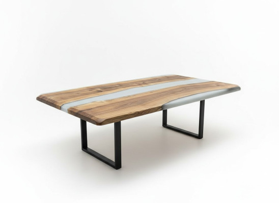 Mesa de comedor Mesa de cocina Mesa de comedor Mesa de resina epoxi 240 cm Madera Marrón