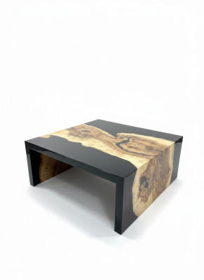 Mesa de centro de resina epoxi, mesa de café de madera maciza, mesa de madera, mesa auxiliar de resina.
