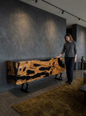 Soporte de TV Aparador RTV Mueble para TV Bajo Sala de estar Epoxi marrón de madera
