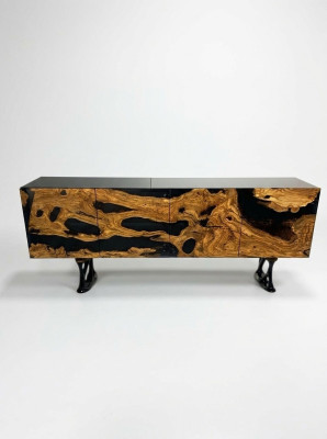 Soporte de TV Aparador RTV Mueble para TV Bajo Sala de estar Epoxi marrón de madera