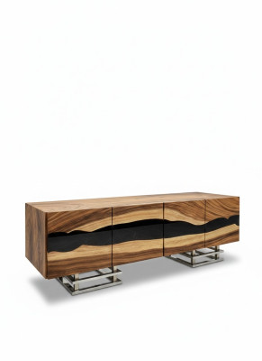 Aparador Buffet Cómoda Epoxi Marrón Sala de estar Madera Cajoneras