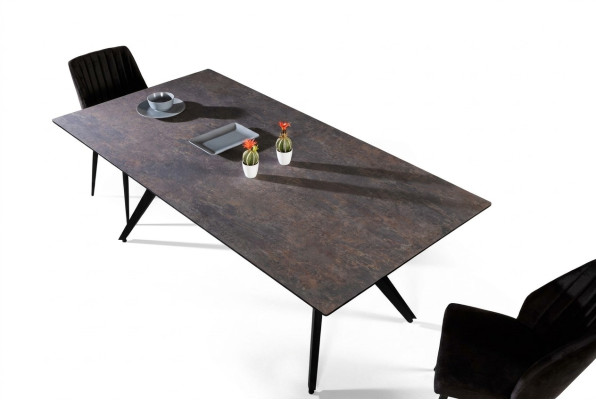 Mesa extensible para comedor, mesa de comedor, mesa de cocina, madera negra, mesa