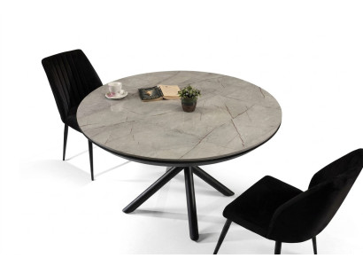 Mesa de comedor extensible redonda de madera gris nueva