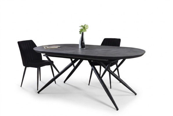 Mesa de comedor ovalada mesa de comedor mesa de cocina extensible de madera gris grande.