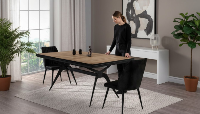 Mesa de comedor de lujo extensible mesa de cocina de diseño de madera marrón mesa