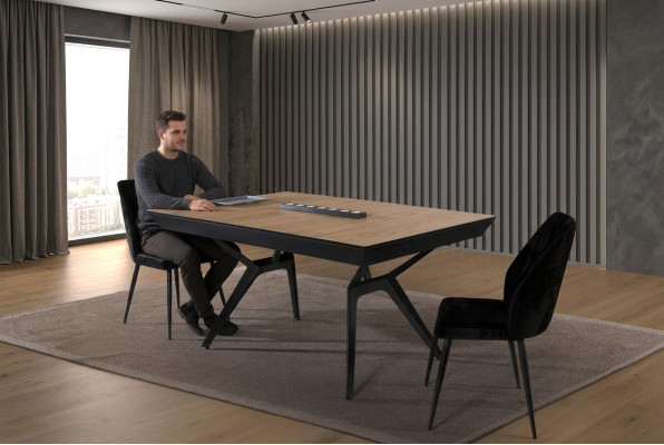 Mesa de cocina Mesa de comedor Extensible Diseño de lujo Madera Marrón Mesa