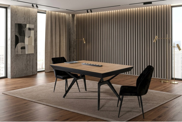 Mesa de cocina Mesa de comedor Extensible Diseño de lujo Madera Marrón Mesa