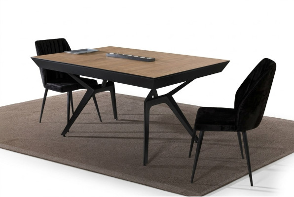 Mesa de cocina Mesa de comedor Extensible Diseño de lujo Madera Marrón Mesa