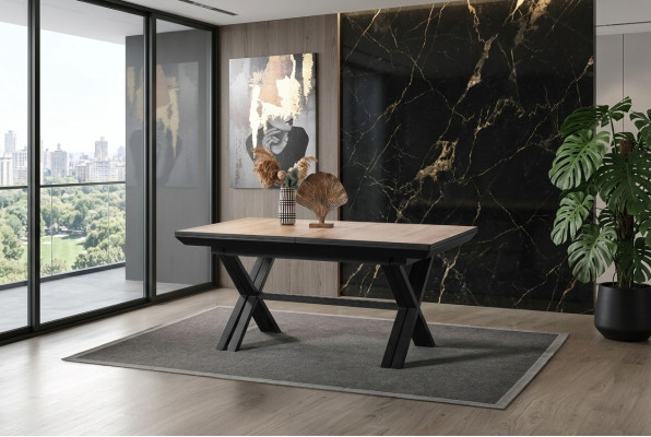 Gran mesa de conferencia Mesa de comedor extensible de madera marrón XXL