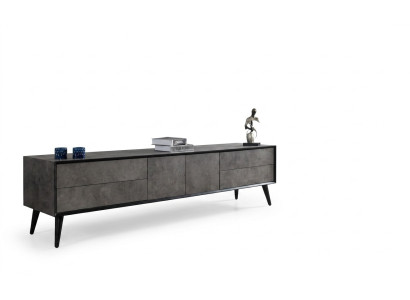 Mueble de televisión RTV Stand para sala de estar Gris Madera Mesa de Buffet Moderna.