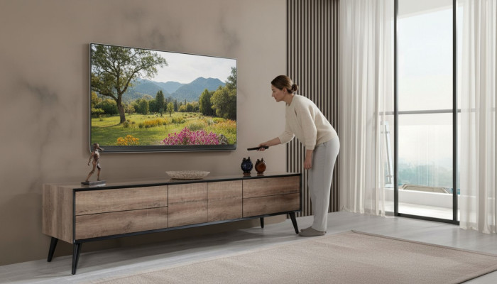 Soporte de TV RTV Lowboard Sala de estar Moderno Marrón Madera Mesa de aparador