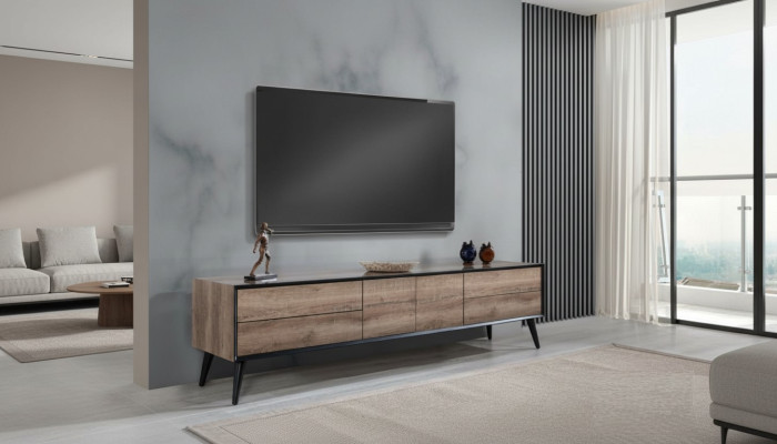 Soporte de TV RTV Lowboard Sala de estar Moderno Marrón Madera Mesa de aparador