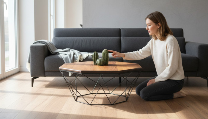 Mesa de centro Mesa auxiliar Café Marrón Sala de estar Mesa de diseño de madera