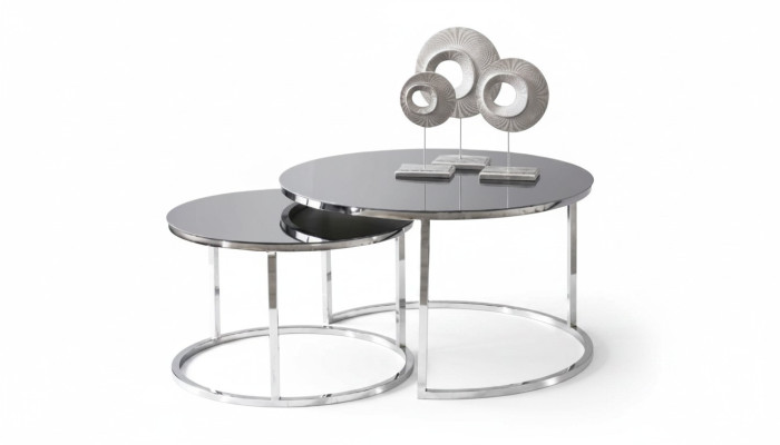 Mesa de centro de lujo Set Mesa auxiliar Mesa de café Plata Sala de estar Diseño