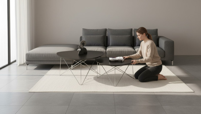 Grupo de mesa de centro mesa auxiliar mesa de café gris 2 piezas conjunto de mesa de madera