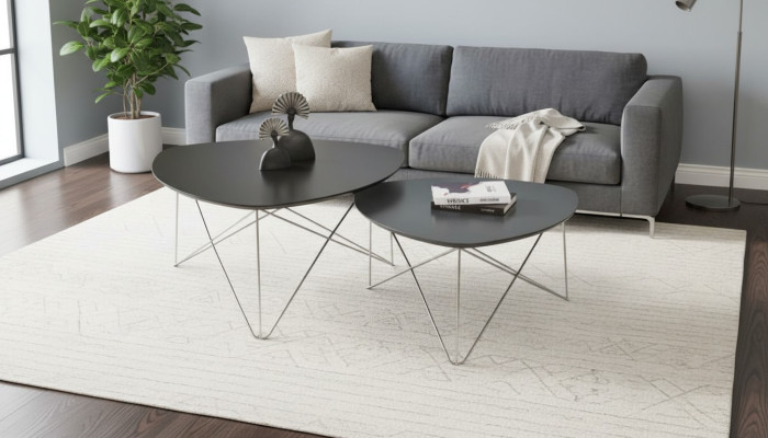 Grupo de mesa de centro mesa auxiliar mesa de café gris 2 piezas conjunto de mesa de madera
