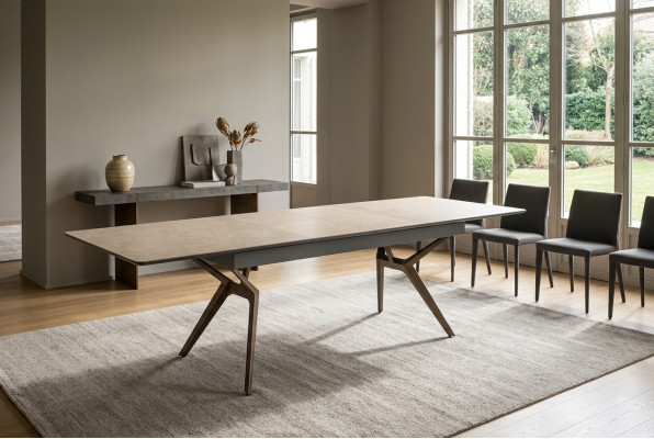 Mesa de comedor Mesa de cocina Extensible Diseño moderno Madera Gris Mesa