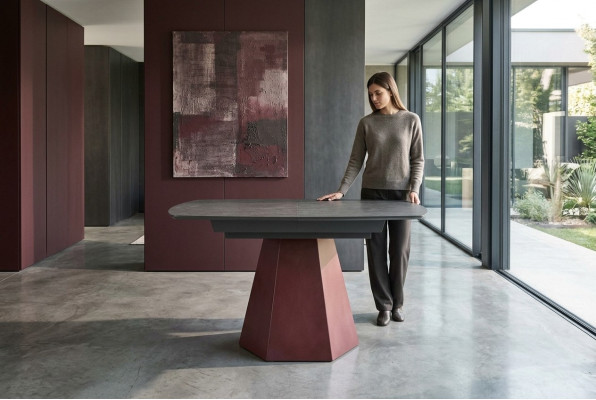 Mesa de comedor extensible Mesa de cocina de diseño de lujo de madera gris