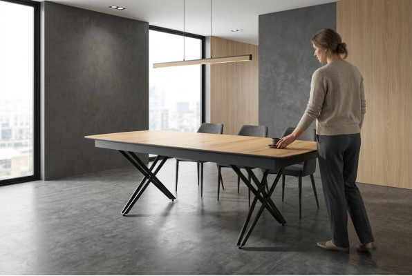 Mesa de cocina de diseño extensible de madera marrón muebles de mesa