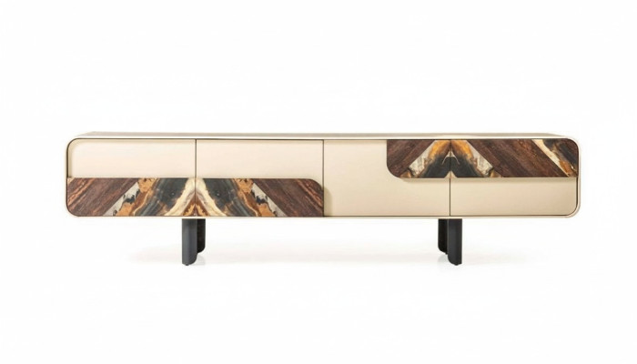 Soporte de TV RTV Aparador de madera beige Salón Mueble de pared de la sala de estar