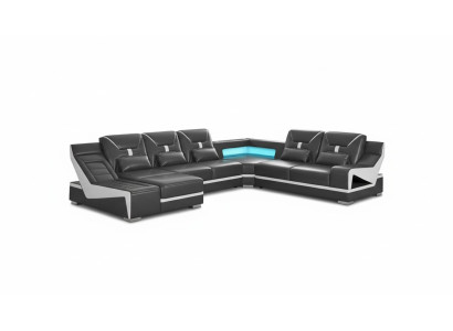 Sofá de esquina en forma de U, sofá en negro de diseñador, conjunto de esquina.