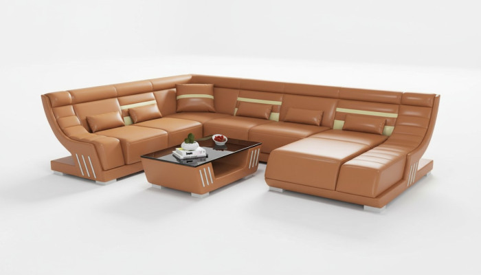 Diseño Sofás Sofá en forma de U Sofá de esquina marrón Muebles.