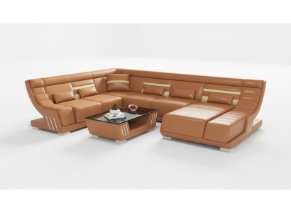 Diseño Sofás Sofá en forma de U Sofá de esquina marrón Muebles.