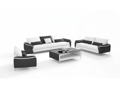 Conjunto de sofás blancos Sofá de cuero Juego de sofás Sofá complete Sala de estar vacía