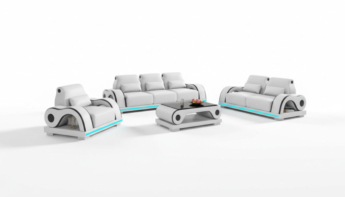 Conjunto de sofás Sofá de lujo Completo Sofá de cuero blanco moderno Sofá