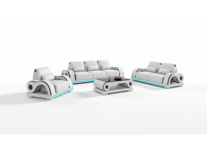 Conjunto de sofás Sofá de lujo Completo Sofá de cuero blanco moderno Sofá