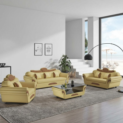 Sofá conjunto de sofá de cuero Sofá completo de 3 piezas Sofás marrones