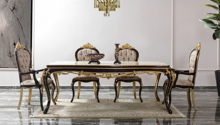 Grupo de comedor rincón de comedor comedor mesa de comedor sillas madera 9 piezas marrón barroco