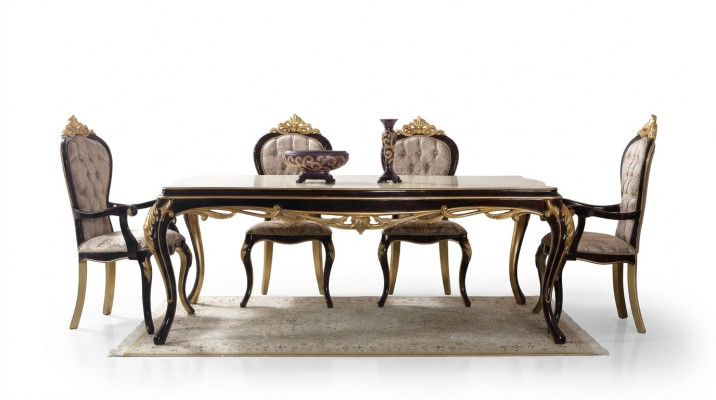 Grupo de comedor rincón de comedor comedor mesa de comedor sillas madera 9 piezas marrón barroco