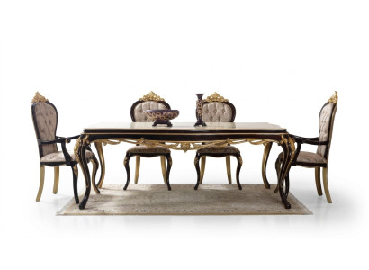 Grupo de comedor rincón de comedor comedor mesa de comedor sillas madera 9 piezas marrón barroco