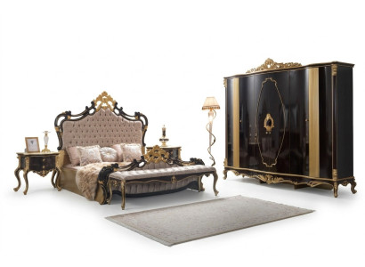 Chesterfield conjunto de dormitorio de lujo cama cama doble 5 piezas negro